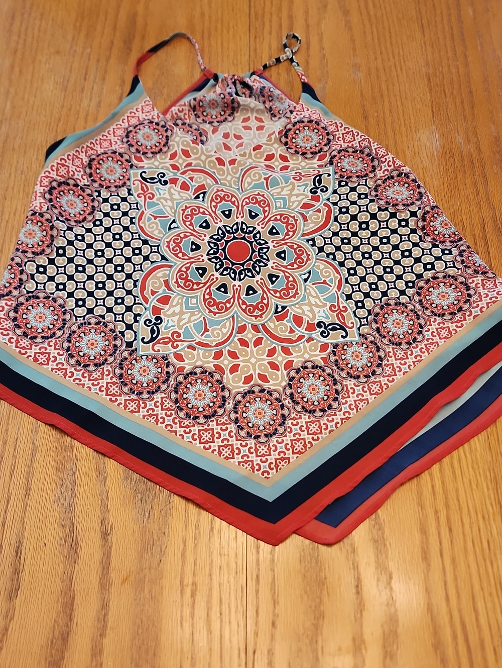 Heartsoul Women's Coral & Navy Printed Halter Tank Top - Picture 6 of 15